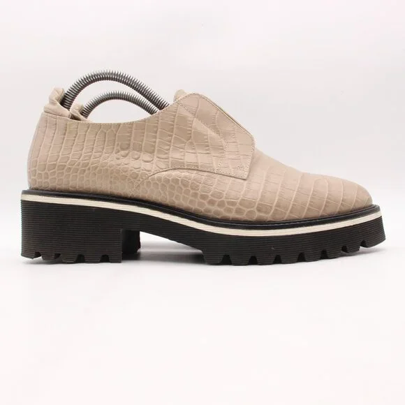 M. Gemi The Gianna Taupe Women's Size EU 41 Croco Printed Leather Slip On - Picture 1 of 10